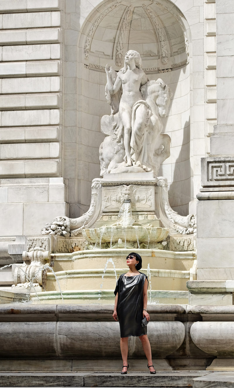 Vivienne She, writer and creator of White Caviar Life and vivalaViv. Fashion portraits on location at New York Public Library by Australian photographer Kent Johnson.