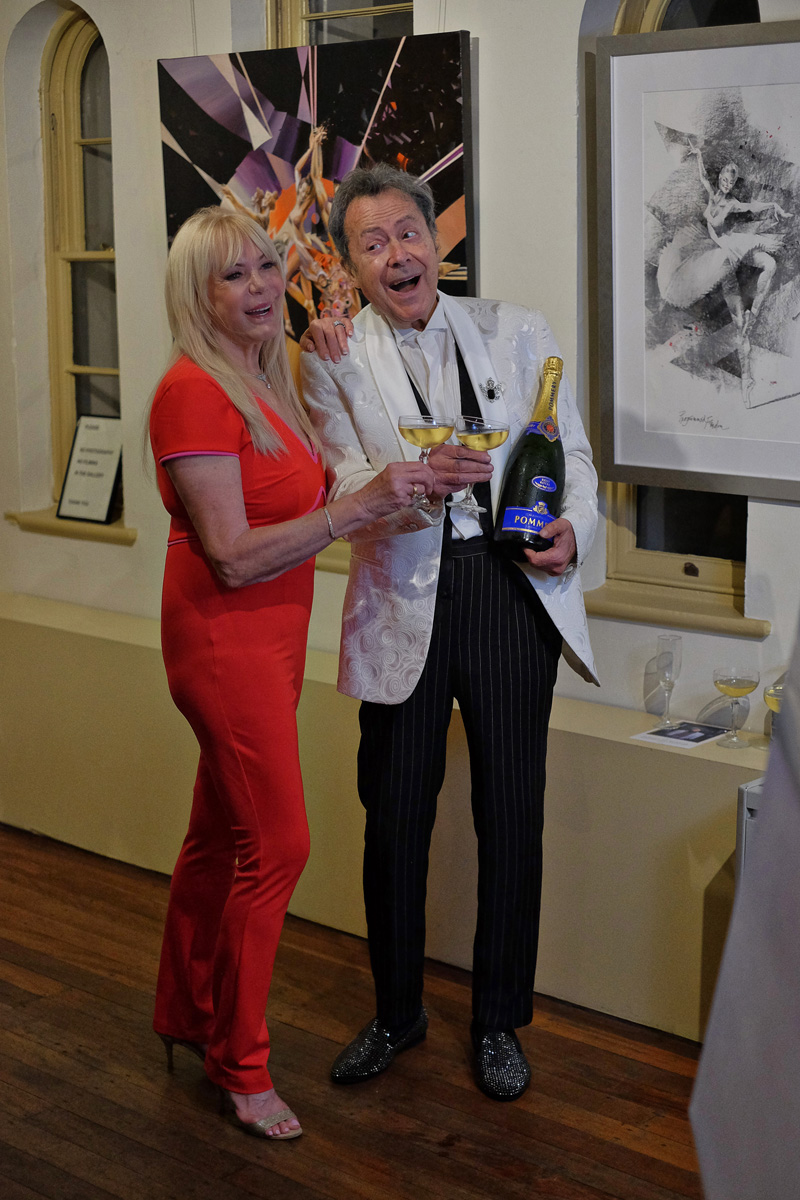 'Sabrage Vernissage - A Soirée at the Billich Gallery' event coverage by White Caviar Life. Portrait of Christa Billich and Charles Billich.