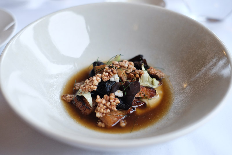 Wood Fired Smoked Pork Belly with Mushroom, Green Garlic, Cabbage, and Wood-ear. Darley's Restaurant at Lilianfels Resort & Spa in the Blue Mountains. Darley's Restaurant review by White Caviar Life.